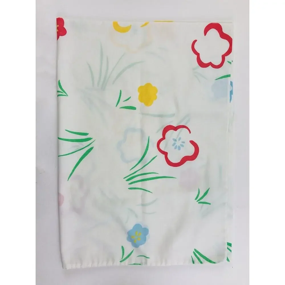 Vintage '80s Burlington CARESS Pillowcase Flower Red Yellow Rare Blue Watermelon
